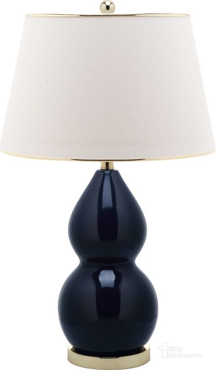 The appearance of Jill Navy 26.5 Inch Double- Gourd Ceramic Lamp designed by Safavieh in the transitional interior design. This navy piece of furniture  was selected by 1StopBedrooms from Jill Collection to add a touch of cosiness and style into your home. Sku: LITS4093B. Product Type: Table Lamp. Image1