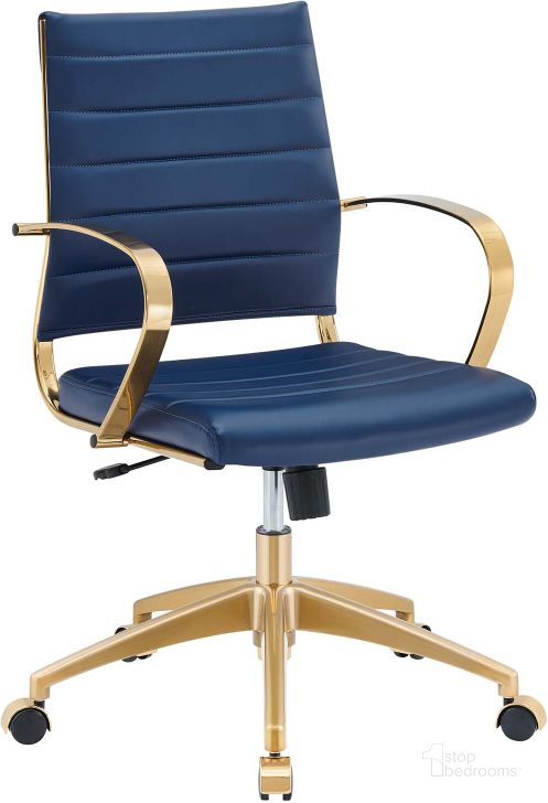 The appearance of Jive Gold Stainless Steel Midback Office Chair In Gold Navy designed by Modway in the modern / contemporary interior design. This gold navy piece of furniture  was selected by 1StopBedrooms from Jive Collection to add a touch of cosiness and style into your home. Sku: EEI-3418-GLD-NAV. Material: Aluminum. Product Type: Office Chair. Image1