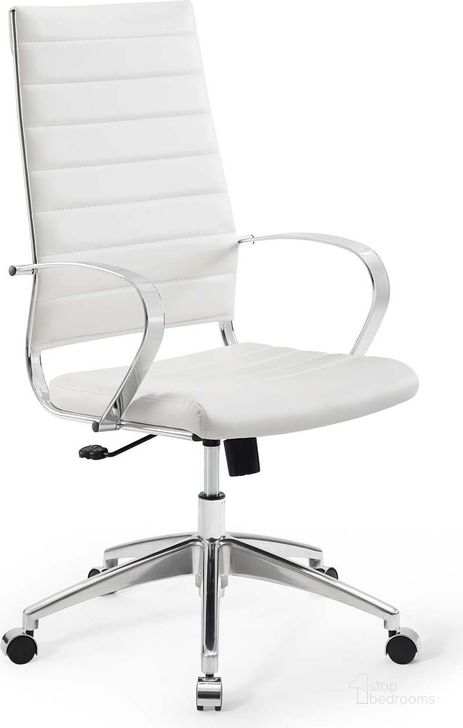 The appearance of Jive Highback Office Chair EEI-4135-WHI designed by Modway in the modern / contemporary interior design. This white piece of furniture  was selected by 1StopBedrooms from Jive Collection to add a touch of cosiness and style into your home. Sku: EEI-4135-WHI. Material: Steel. Product Type: Office Chair. Image1