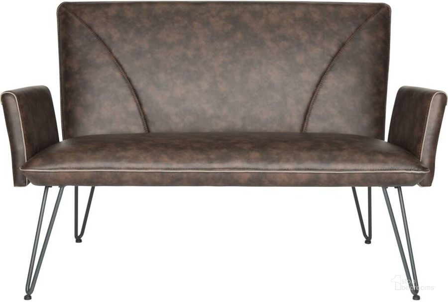 The appearance of Johannes Antique Brown and Black Modern Leather Settee designed by Safavieh in the traditional interior design. This antique brown piece of furniture  was selected by 1StopBedrooms from Johannes Collection to add a touch of cosiness and style into your home. Sku: FOX1701A. Material: Steel. Product Type: Loveseat. Image1