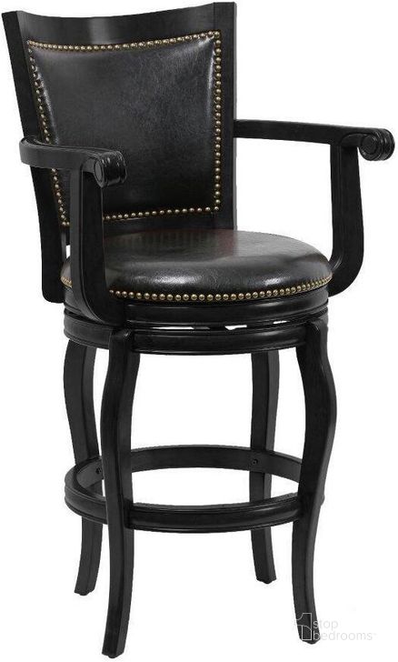 The appearance of Jones 29 Inch Swivel Bar Stool In Black designed by Boraam Industries in the traditional interior design. This black piece of furniture  was selected by 1StopBedrooms from Jones Collection to add a touch of cosiness and style into your home. Sku: 52329. Material: Wood. Product Type: Barstool. Image1