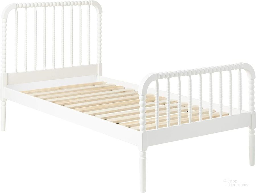 The appearance of Jones White Twin Metal Bed designed by Coaster in the transitional interior design. This white piece of furniture  was selected by 1StopBedrooms from Jones Collection to add a touch of cosiness and style into your home. Sku: 400415TB1;400415TB2. Material: Wood. Bed Size: Twin. Product Type: Slat / Spindle Bed. Bed Type: Slat / Spindle Bed. Image1
