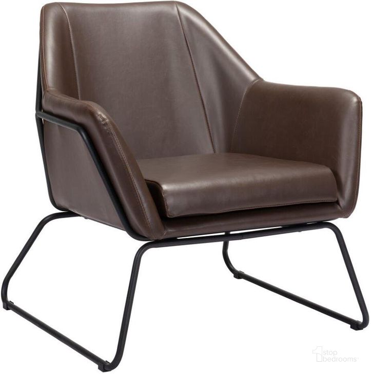 The appearance of Jose Accent Chair Brown designed by Zuo Modern in the modern / contemporary interior design. This black and brown piece of furniture  was selected by 1StopBedrooms from Jose Collection to add a touch of cosiness and style into your home. Sku: 109238. Product Type: Accent Chair. Material: Plywood. Image1