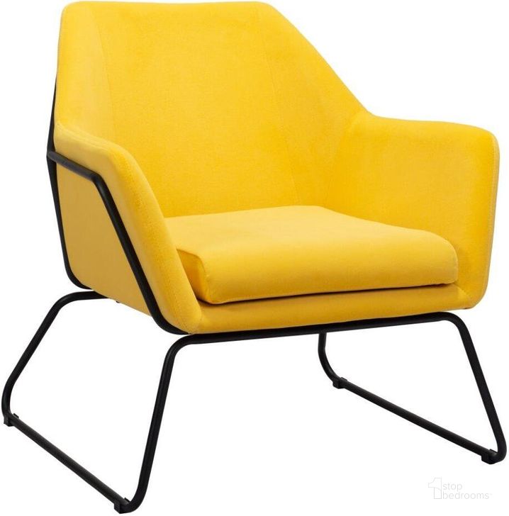 The appearance of Jose Accent Chair Yellow designed by Zuo Modern in the modern / contemporary interior design. This yellow piece of furniture  was selected by 1StopBedrooms from Jose Collection to add a touch of cosiness and style into your home. Sku: 109240. Product Type: Accent Chair. Material: Plywood. Image1