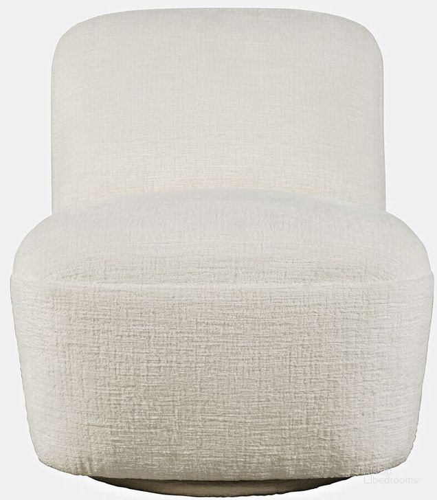 The appearance of Josie Upholstered Contemporary Casual Swivel Accent Chair In Snow designed by Jofran in the modern / contemporary interior design. This snow piece of furniture  was selected by 1StopBedrooms from Josie Collection to add a touch of cosiness and style into your home. Sku: JOSIE-SW-SNOW. Product Type: Accent Chair. Material: Plywood. Image1