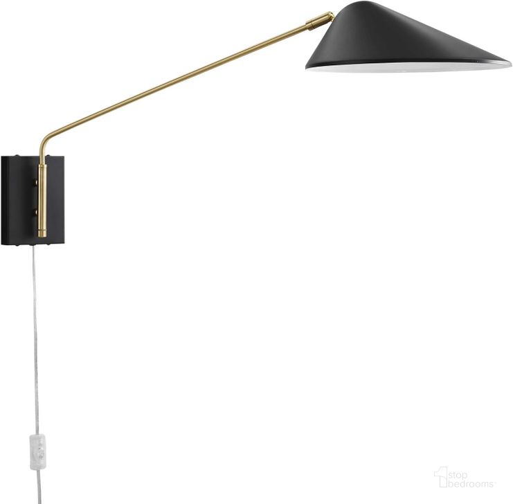 The appearance of Journey 24 Inch Swing Arm Wall Sconce EEI-5295-BLK designed by Modway in the modern / contemporary interior design. This black piece of furniture  was selected by 1StopBedrooms from Journey Collection to add a touch of cosiness and style into your home. Sku: EEI-5295-BLK. Material: Metal. Product Type: Wall Sconce. Image1