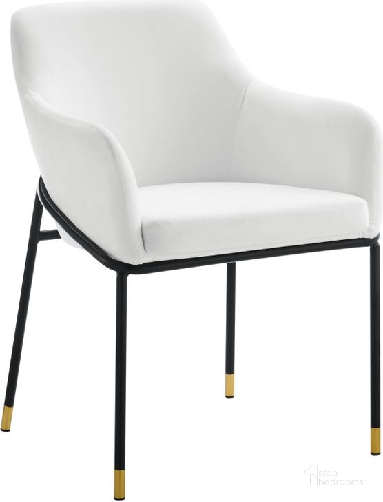 The appearance of Jovi Performance Velvet Dining Arm Chair In Black White designed by Modway in the modern / contemporary interior design. This black white piece of furniture  was selected by 1StopBedrooms from Jovi Collection to add a touch of cosiness and style into your home. Sku: EEI-4671-BLK-WHI. Material: Metal. Product Type: Dining Chair. Image1