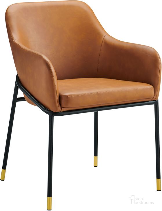 The appearance of Jovi Vegan Leather Dining Chair In Black Tan designed by Modway in the modern / contemporary interior design. This black tan piece of furniture  was selected by 1StopBedrooms from Jovi Collection to add a touch of cosiness and style into your home. Sku: EEI-4672-BLK-TAN. Material: Metal. Product Type: Dining Chair. Image1