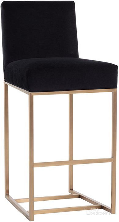 The appearance of Joyce Barstool In Cube Black designed by Sunpan in the modern / contemporary interior design. This black piece of furniture  was selected by 1StopBedrooms from Joyce Collection to add a touch of cosiness and style into your home. Sku: 109312. Material: Fabric. Product Type: Barstool. Image1