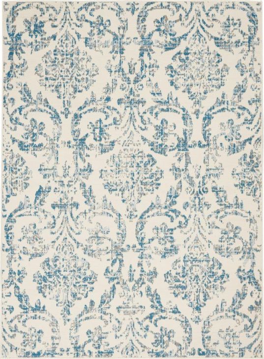 The appearance of Jubilant Ivory And Blue 5 X 7 Area Rug designed by Nourison in the transitional interior design. This ivory and blue piece of furniture  was selected by 1StopBedrooms from Jubilant Collection to add a touch of cosiness and style into your home. Sku: 99446478788. Material: Polypropylene. Product Type: Area Rugs. Image1