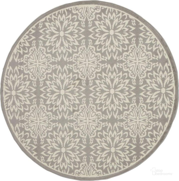 The appearance of Jubilant Ivory And Grey 5 Round Area Rug designed by Nourison in the transitional interior design. This ivory and grey piece of furniture  was selected by 1StopBedrooms from Jubilant Collection to add a touch of cosiness and style into your home. Sku: 99446478375. Material: Polypropylene. Product Type: Area Rugs. Image1
