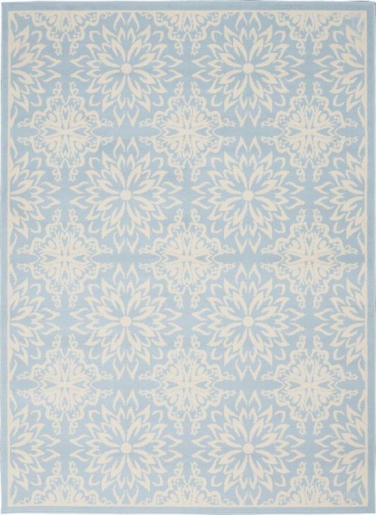 The appearance of Jubilant Ivory And Light Blue 5 X 7 Area Rug designed by Nourison in the transitional interior design. This ivory and light blue piece of furniture  was selected by 1StopBedrooms from Jubilant Collection to add a touch of cosiness and style into your home. Sku: 99446478467. Material: Polypropylene. Product Type: Area Rugs. Image1