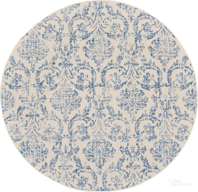 The appearance of Jubilant Ivory Blue 8 Round Area Rug designed by Nourison in the transitional interior design. This ivory blue piece of furniture  was selected by 1StopBedrooms from Jubilant Collection to add a touch of cosiness and style into your home. Sku: 99446764232. Material: Polypropylene. Product Type: Area Rugs. Image1