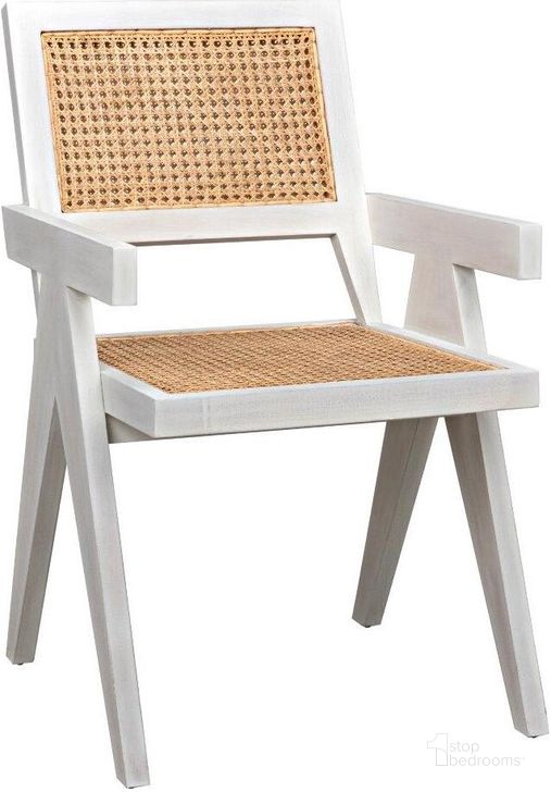 The appearance of Jude Chair With Caning In White Wash designed by Noir in the transitional interior design. This white wash piece of furniture  was selected by 1StopBedrooms from Jude Collection to add a touch of cosiness and style into your home. Sku: GCHA278WH. Material: Wood. Product Type: Dining Chair. Image1