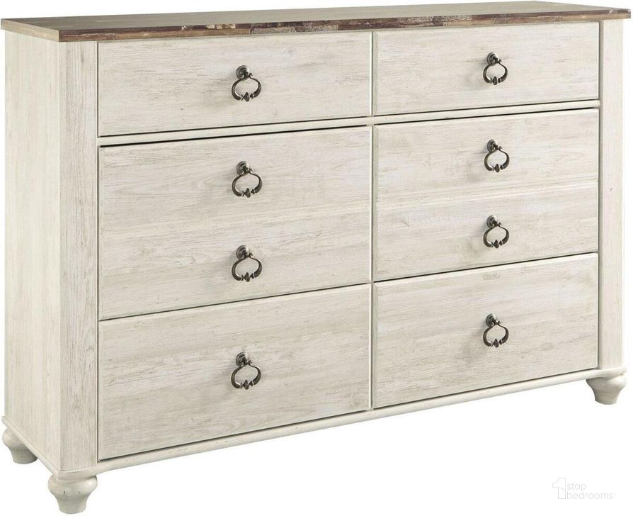 The appearance of Judith Place Two-tone Dresser 0qd2266185c designed by Harbour Home in the transitional interior design. This two-tone piece of furniture  was selected by 1StopBedrooms from Judith Place Collection to add a touch of cosiness and style into your home. Sku: B267-31. Material: Marble. Product Type: Dresser. Image1
