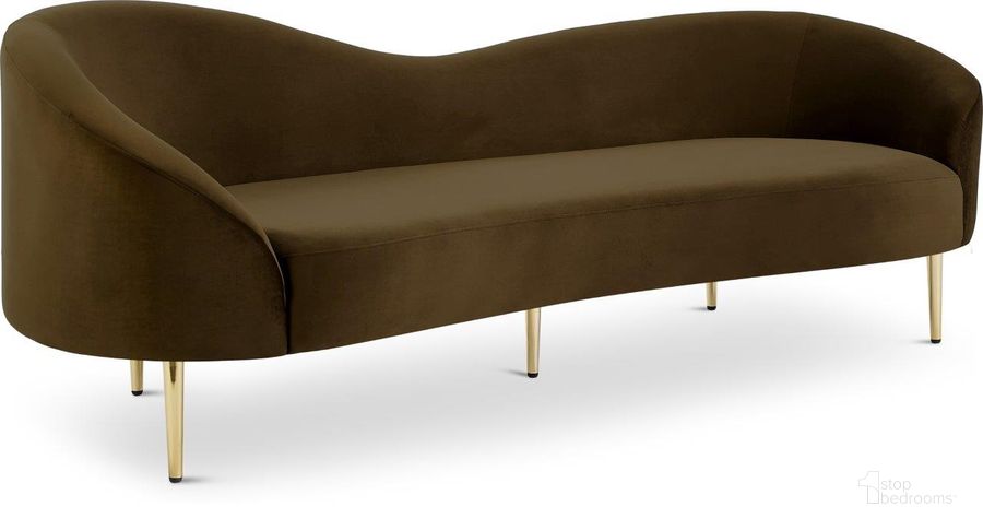 The appearance of Julesboro Brown Velvet Sofa designed by Furnique in the modern / contemporary interior design. This brown piece of furniture  was selected by 1StopBedrooms from Julesboro Collection to add a touch of cosiness and style into your home. Sku: 659Brown-S. Product Type: Sofa. Material: Velvet. Image1