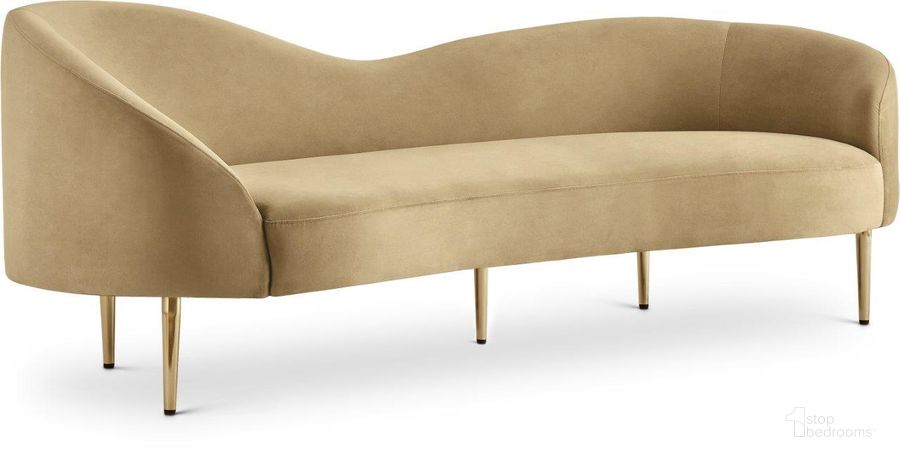 The appearance of Julesboro Camel Sofa designed by Furnique in the modern / contemporary interior design. This camel piece of furniture  was selected by 1StopBedrooms from Julesboro Collection to add a touch of cosiness and style into your home. Sku: 659Camel-S. Product Type: Sofa. Material: Velvet. Image1