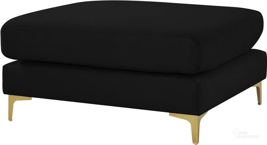 The appearance of Julia Black Velvet Modular Ottoman designed by Meridian in the modern / contemporary interior design. This black velvet piece of furniture  was selected by 1StopBedrooms from Julia Collection to add a touch of cosiness and style into your home. Sku: 605Black-Ott. Product Type: Ottoman. Material: Velvet. Image1