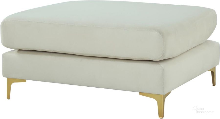 The appearance of Julia Cream Velvet Modular Ottoman designed by Meridian in the modern / contemporary interior design. This cream velvet piece of furniture  was selected by 1StopBedrooms from Julia Collection to add a touch of cosiness and style into your home. Sku: 605Cream-Ott. Product Type: Ottoman. Material: Velvet. Image1