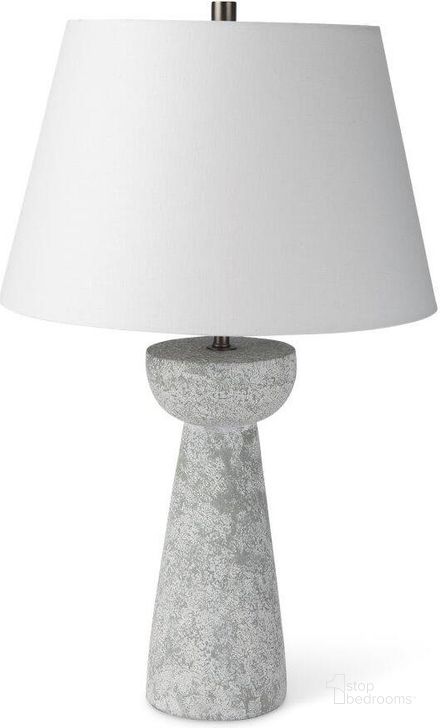 The appearance of Julia Gray Antique Painted Cement Table Lamp designed by Mercana in the modern / contemporary interior design. This grey piece of furniture  was selected by 1StopBedrooms from Julia Collection to add a touch of cosiness and style into your home. Sku: 69706. Product Type: Table Lamp. Material: Cement. Image1