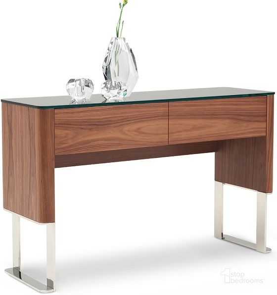 The appearance of Julian Modern Console Table designed by J&M in the modern / contemporary interior design. This walnut piece of furniture  was selected by 1StopBedrooms from Julian Collection to add a touch of cosiness and style into your home. Sku: 18089. Material: Wood. Product Type: Console Table.