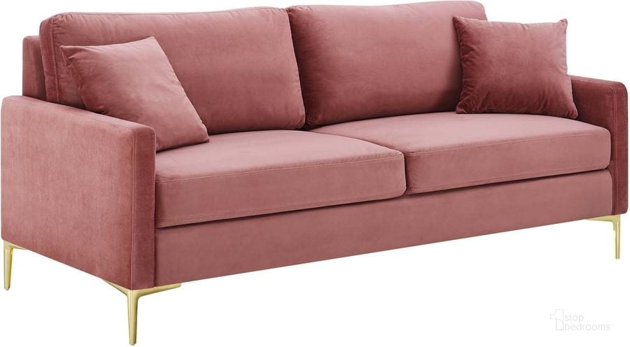 The appearance of Juliana Performance Velvet Sofa In Dusty Rose designed by Modway in the modern / contemporary interior design. This dusty rose piece of furniture  was selected by 1StopBedrooms from Juliana Collection to add a touch of cosiness and style into your home. Sku: EEI-4447-DUS. Material: Polyester. Product Type: Sofa. Image1