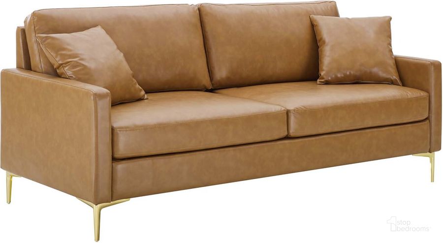 The appearance of Juliana Vegan Leather Sofa In Tan designed by Modway in the modern / contemporary interior design. This tan piece of furniture  was selected by 1StopBedrooms from Juliana Collection to add a touch of cosiness and style into your home. Sku: EEI-4448-TAN. Material: Polyester. Product Type: Sofa. Image1