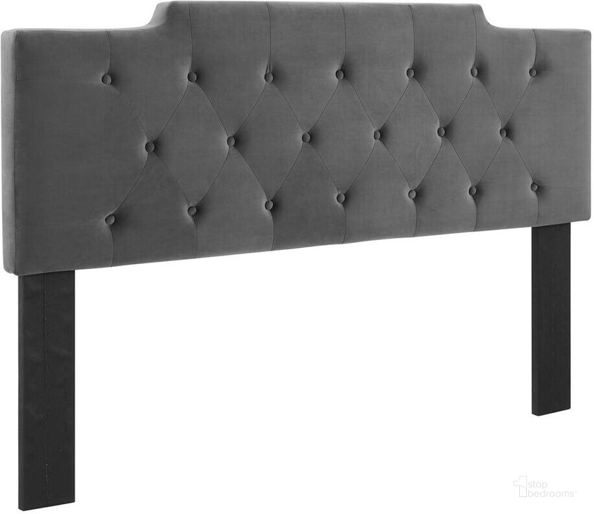 The appearance of Juliet Tufted Full/Queen Performance Velvet Headboard In Charcoal designed by Modway in the modern / contemporary interior design. This charcoal piece of furniture  was selected by 1StopBedrooms from Juliet Collection to add a touch of cosiness and style into your home. Sku: MOD-6185-CHA. Product Type: Headboard. Bed Size: Queen. Material: Plywood. Image1