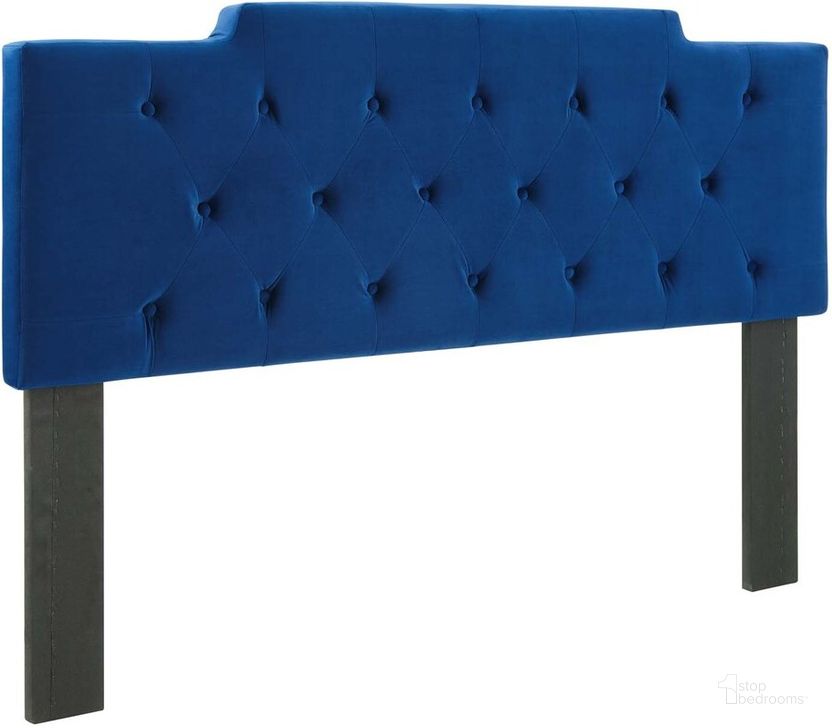 The appearance of Juliet Tufted Full/Queen Performance Velvet Headboard In Navy designed by Modway in the modern / contemporary interior design. This navy piece of furniture  was selected by 1StopBedrooms from Juliet Collection to add a touch of cosiness and style into your home. Sku: MOD-6185-NAV. Product Type: Headboard. Bed Size: Queen. Material: Plywood. Image1