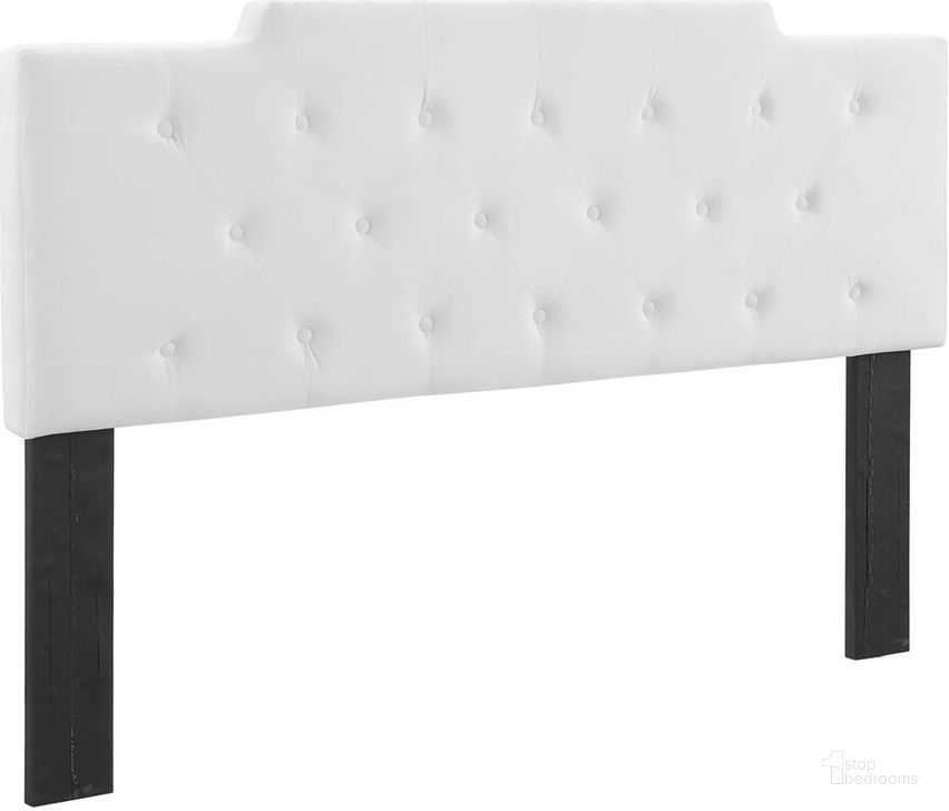 The appearance of Juliet Tufted Full/Queen Performance Velvet Headboard In White designed by Modway in the modern / contemporary interior design. This white piece of furniture  was selected by 1StopBedrooms from Juliet Collection to add a touch of cosiness and style into your home. Sku: MOD-6185-WHI. Product Type: Headboard. Bed Size: Queen. Material: Plywood. Image1