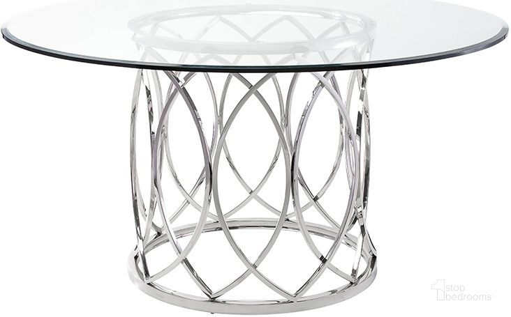 The appearance of Juliette Glass Glass Dining Table designed by Nuevo in the modern / contemporary interior design. This glass piece of furniture  was selected by 1StopBedrooms from Juliette Collection to add a touch of cosiness and style into your home. Sku: HGTB236. Table Base Style: Pedestal. Table Top Shape: Round. Material: Glass. Product Type: Dining Table. Size: 59". Image1