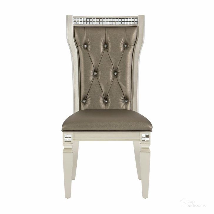 The appearance of Juliette Side Chair In Silver And Transparent designed by Homelegance in the glam interior design. This silver piece of furniture  was selected by 1StopBedrooms from Juliette Collection to add a touch of cosiness and style into your home. Sku: 5844S. Material: Faux Leather. Product Type: Side Chair. Image1