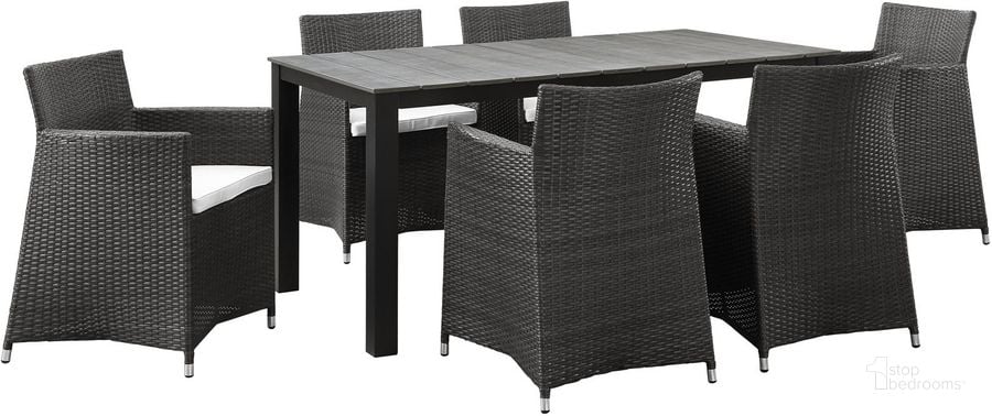 The appearance of Junction Brown White 7 Piece Outdoor Patio Dining Set EEI-1748-BRN-WHI-SET designed by Modway in the modern / contemporary interior design. This brown white piece of furniture  was selected by 1StopBedrooms from Junction Collection to add a touch of cosiness and style into your home. Sku: EEI-1748-BRN-WHI-SET. Table Base Style: Legs. Material: Polyester. Table Top Shape: Rectangular. Product Type: Outdoor Dining Set. Image1
