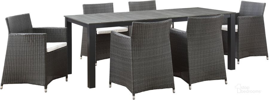 The appearance of Junction Brown White 7 Piece Outdoor Patio Dining Set EEI-1750-BRN-WHI-SET designed by Modway in the modern / contemporary interior design. This brown white piece of furniture  was selected by 1StopBedrooms from Junction Collection to add a touch of cosiness and style into your home. Sku: EEI-1750-BRN-WHI-SET. Table Base Style: Legs. Material: Polyester. Table Top Shape: Rectangular. Product Type: Outdoor Dining Set. Image1