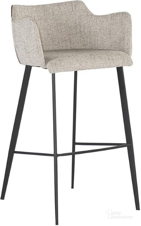 The appearance of Junction Griffin November Grey And Bravo Cognac Barstool designed by Sunpan in the transitional interior design. This light gray piece of furniture  was selected by 1StopBedrooms from Junction Collection to add a touch of cosiness and style into your home. Sku: 104739. Material: Faux Leather. Product Type: Barstool. Image1