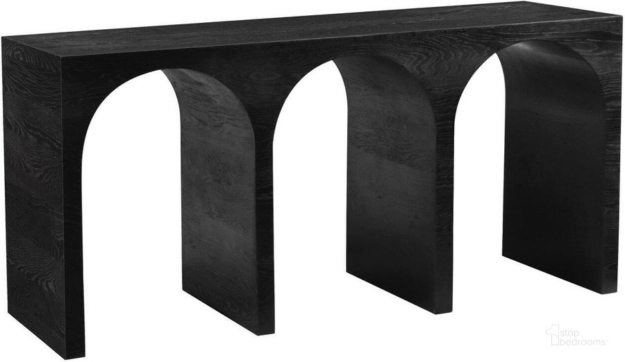 The appearance of June Black Oak Console Table designed by Meridian in the transitional interior design. This black piece of furniture  was selected by 1StopBedrooms from June Collection to add a touch of cosiness and style into your home. Sku: 459Black-T. Material: Wood. Product Type: Console Table. Image1