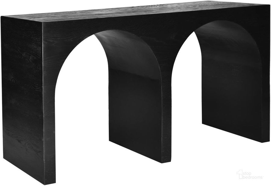 The appearance of June Black Oak Console Table designed by Meridian in the transitional interior design. This black piece of furniture  was selected by 1StopBedrooms from June Collection to add a touch of cosiness and style into your home. Sku: 458Black-T. Material: Wood. Product Type: Console Table. Image1