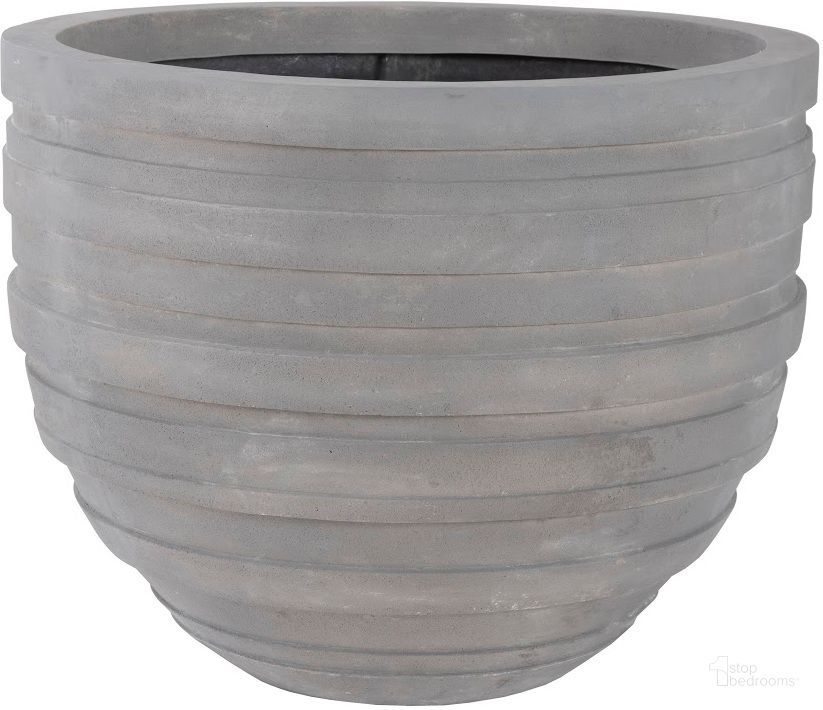 The appearance of June Large Raw Gray Planter designed by Phillips Collection in the modern / contemporary interior design. This gray piece of furniture  was selected by 1StopBedrooms from June Collection to add a touch of cosiness and style into your home. Sku: PH105218. Product Type: Outdoor Accessory. Material: Resin. Image1
