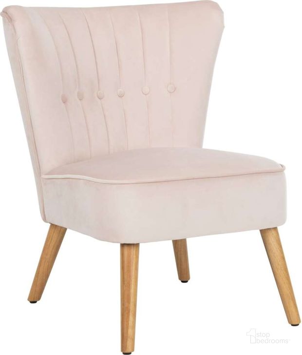 The appearance of June Pale Pink and Natural Mid Century Accent Chair designed by Safavieh in the rustic / southwestern interior design. This light pink piece of furniture  was selected by 1StopBedrooms from June Collection to add a touch of cosiness and style into your home. Sku: ACH4500B. Material: Wood. Product Type: Accent Chair. Image1