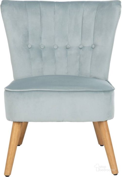 The appearance of June Slate Blue and Natural Mid Century Accent Chair designed by Safavieh in the rustic / southwestern interior design. This slate blue piece of furniture  was selected by 1StopBedrooms from June Collection to add a touch of cosiness and style into your home. Sku: ACH4500A. Material: Wood. Product Type: Accent Chair. Image1