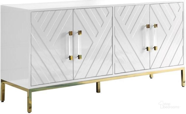 The appearance of Junior 64 Inch Transitional Wood Sideboard In White And Gold designed by Best Master Furniture in the transitional interior design. This white/gold piece of furniture  was selected by 1StopBedrooms from Junior Collection to add a touch of cosiness and style into your home. Sku: T1942WS. Material: Wood. Product Type: Sideboard. Image1