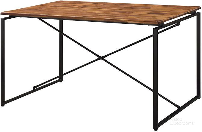 The appearance of Jurgen Dining Table (Oak/ Black) designed by ACME in the industrial interior design. This oak piece of furniture  was selected by 1StopBedrooms from Jurgen Collection to add a touch of cosiness and style into your home. Sku: 72910. Table Base Style: Trestle. Material: Metal. Product Type: Dining Table. Table Top Shape: Rectangular. Size: 28". Image1