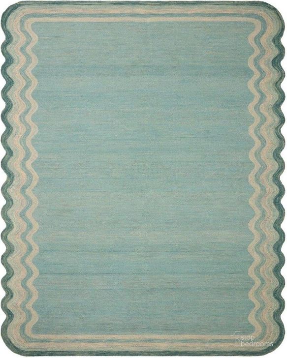 The appearance of Justina Blakeney x Loloi Buena Onda Aqua and Ocean 9'-3" x 13' Area Rug designed by Loloi Rugs in the modern / contemporary interior design. This aqua piece of furniture  was selected by 1StopBedrooms from Buena Onda Collection to add a touch of cosiness and style into your home. Sku: BUENBUE-01AQOC93D0. Material: Wool. Product Type: Area Rugs. Image1