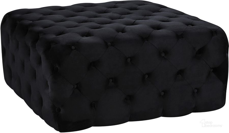 The appearance of Juxville Black Velvet Ottoman designed by Furnique in the modern / contemporary interior design. This black piece of furniture  was selected by 1StopBedrooms from Juxville Collection to add a touch of cosiness and style into your home. Sku: 123Black. Product Type: Bench. Material: Velvet. Image1