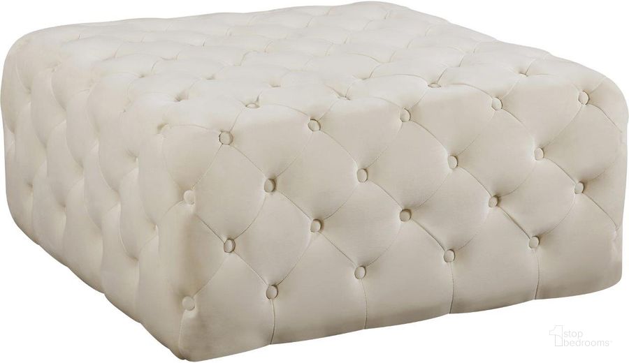 The appearance of Juxville Cream Velvet Ottoman designed by Furnique in the modern / contemporary interior design. This cream velvet piece of furniture  was selected by 1StopBedrooms from Juxville Collection to add a touch of cosiness and style into your home. Sku: 123Cream. Product Type: Bench. Material: Velvet. Image1
