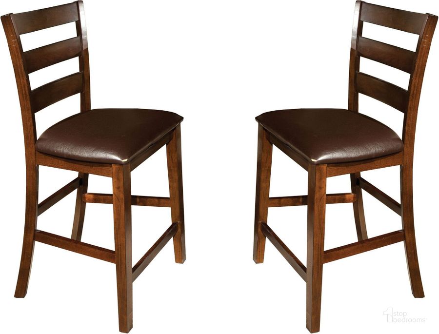 The appearance of Kona Brushed Rasin Ladder Back Barstool Set of 2 designed by Intercon in the transitional interior design. This brown piece of furniture  was selected by 1StopBedrooms from Kona Collection to add a touch of cosiness and style into your home. Sku: KA-BS-669L-RAI-K24. Product Type: Barstool. Image1