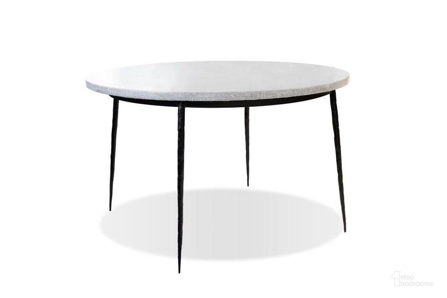 The appearance of Kaii White Marble 49 Inch Dining Table With Black Legs designed by Mobital in the modern / contemporary interior design. This black piece of furniture  was selected by 1StopBedrooms from Kaii Collection to add a touch of cosiness and style into your home. Sku: DTA-KAII-WHIT-49IN. Table Base Style: Legs. Table Top Shape: Round. Product Type: Dining Table. Material: Iron. Size: 49". Image1