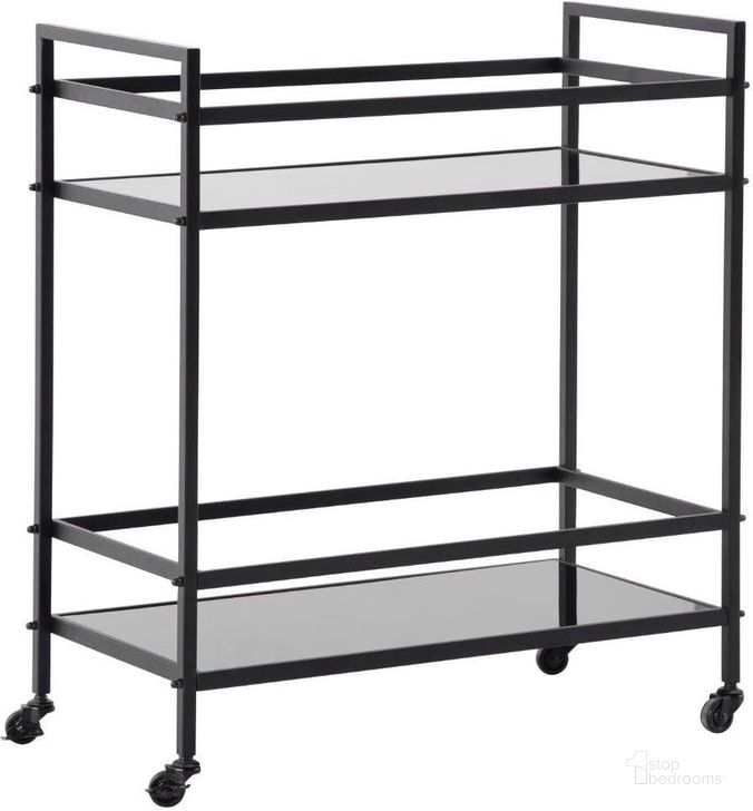 The appearance of Kailman Black Bar Cart designed by Signature Design by Ashley in the modern / contemporary interior design. This black piece of furniture  was selected by 1StopBedrooms from Kailman Collection to add a touch of cosiness and style into your home. Sku: A4000097. Material: Glass. Product Type: Bar Cart. Image1