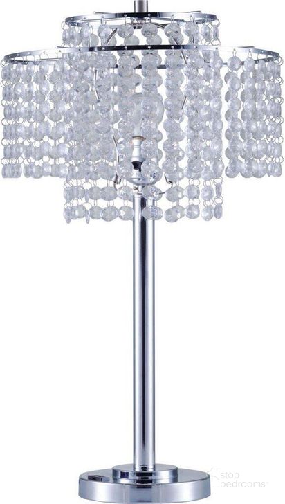 The appearance of Kaitlyn 12 Inch Height Crystal Chrome Table Lamp In Chrome designed by Furniture of America in the glam interior design. This chrome piece of furniture  was selected by 1StopBedrooms from Kaitlyn Collection to add a touch of cosiness and style into your home. Sku: L7735SN. Material: Metal. Product Type: Table Lamp.