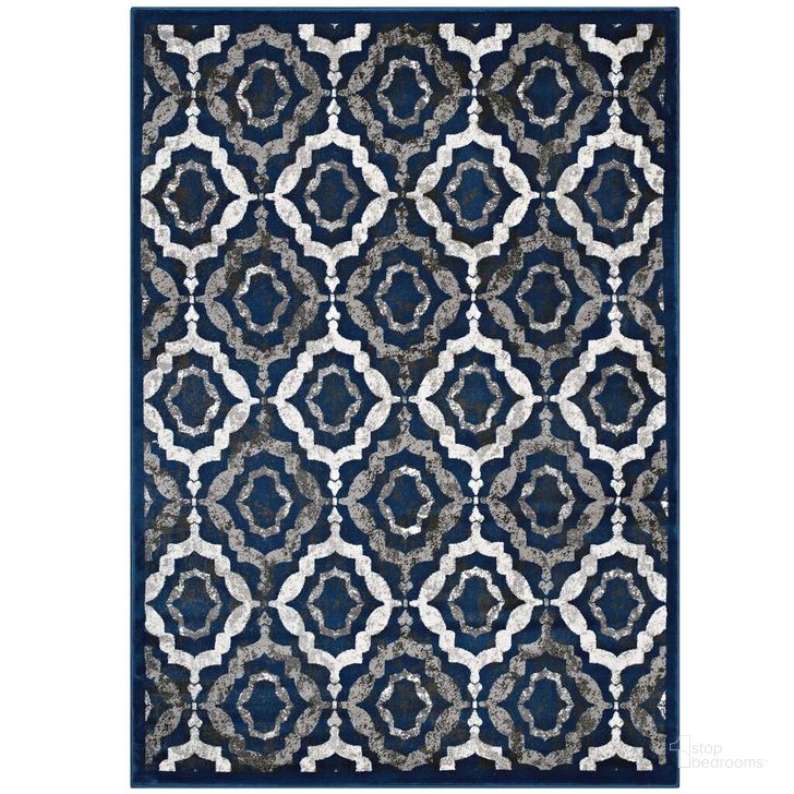The appearance of Kalinda Rustic Vintage Moroccan Trellis 5X8 Area Rug In Blue designed by Modway in the rustic / southwestern interior design. This blue piece of furniture  was selected by 1StopBedrooms from Kalinda Collection to add a touch of cosiness and style into your home. Sku: R-1128A-58. Material: Polypropylene. Product Type: Area Rugs. Image1